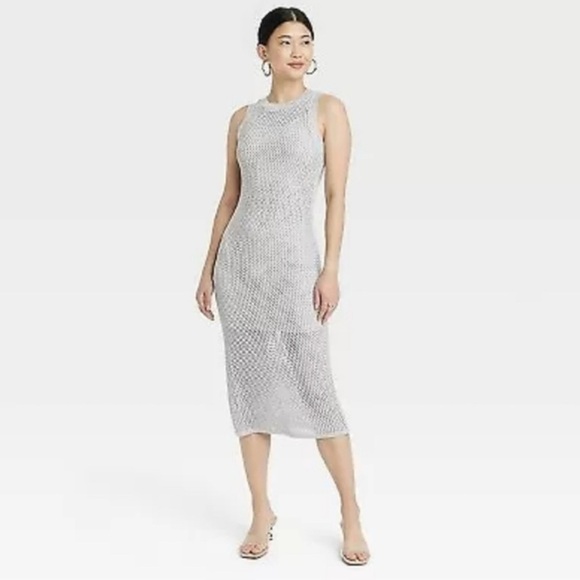 Women’s A New Day Silver, lined Dress /Cover up, size medium NWT - Picture 1 of 8
